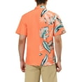 thumbnail image 3 of INSPIRE CHIC Men's Summer Leaf Patchwork Shirt Button Down Printed Shirts M Light Orange Green, 3 of 5
