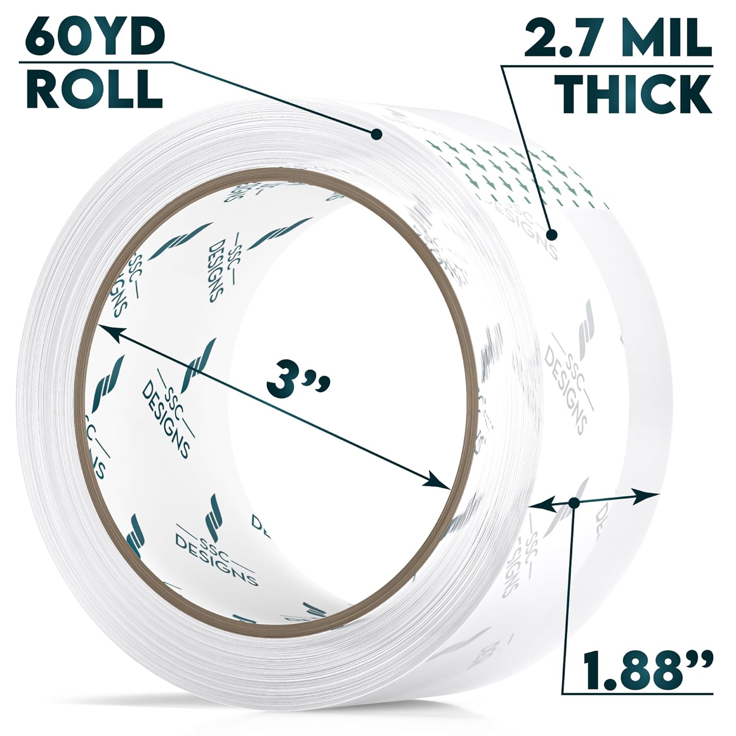 Noiseless heavy-duty transport adhesive silent dispenser packing tape refill, transparent packaging, silent, 60 yards 1.88-inch