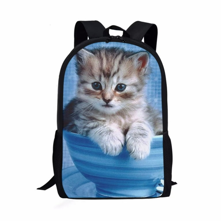 Renewold Bag Baby Cute Cat Backpack School Bag for Girls Elementary Personalized Bookbags for School Rucksacks Lightweight Schoolbag Satchel for Kids