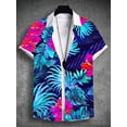 thumbnail image 3 of Conjunto de vacaciones de playa hawaiana con estampado tropical de verano 2024 para hombre, camiseta de manga corta con estampado de plantas y árboles de coco, camisa de tela elástica en 4 direcciones, 3 of 5