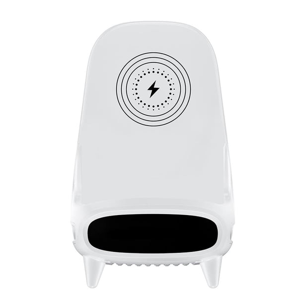 Mini silla portátil con cargador inalámbrico de 15 W, estación de carga inalámbrica, soporte para teléfono con función de altavoz musical