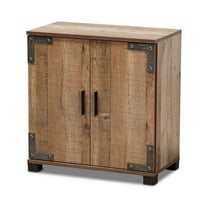 Baxton Studio Cyrille Modern and Contemporary Farmhouse Rustic Finished Wood 2-Door Shoe Cabinet