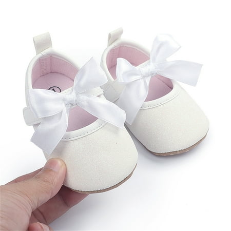 

Toddler Kids Girls Soild Colour Bowknot Princress Shoes Soft Sole The Floor Barefoot Non Slip First Walkers Prewalker Shoes