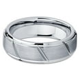 thumbnail image 2 of Silly Kings Silver Tungsten Wedding Band Grooved Men and Women Grey Tungsten Wedding Ring Comfort Fit, 2 of 3