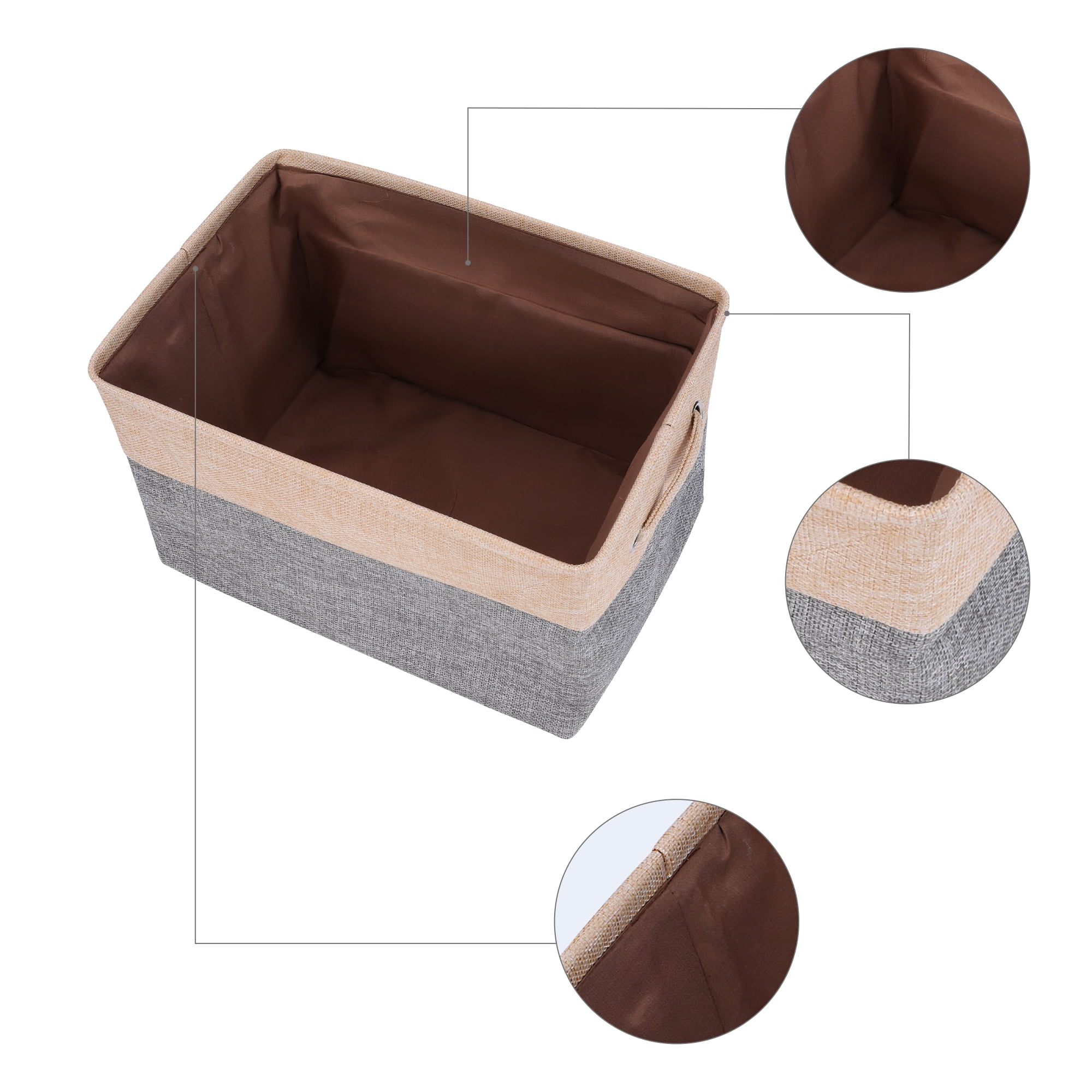 Unique Bargains Storage Cube Fabric Storage Bin with Handles Beige 15*10.2*9.8in