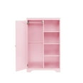 thumbnail image 6 of UBesGoo Kid's Wardrobe, Bedroom Storage Cabinet, Side Cabinet with Single Door and Four Shelves, Pink, 6 of 8