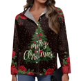 thumbnail image 4 of Women Christmas Tree Print Button Down Shirt Long Sleeve Casual Loose Fit Holiday Blouse Merry Christmas Top, 4 of 5