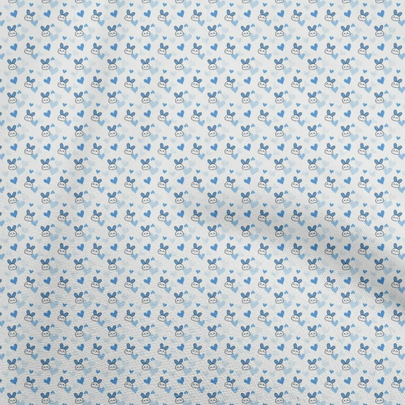 oneOone Rayon Medium Blue Fabric Kids Cutie Animal Sewing Material Print Fabric By The Yard 56 Inch Wide