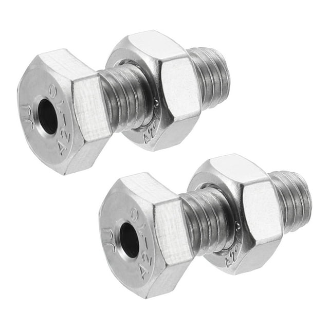 Unique Bargains M8x20mm Hexagon Fasteners Hollow Screw Bolts with Nuts 2 Pack