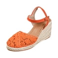 thumbnail image 4 of Rokment Womens Boho Beach Crochet Espadrilles Wedges Dress Sandals Spring Summer Fashion Casual Lace Closed Toe Platform Chunky High Heels for Woman Bride Wedding Vacation Orange Size 9, 4 of 5