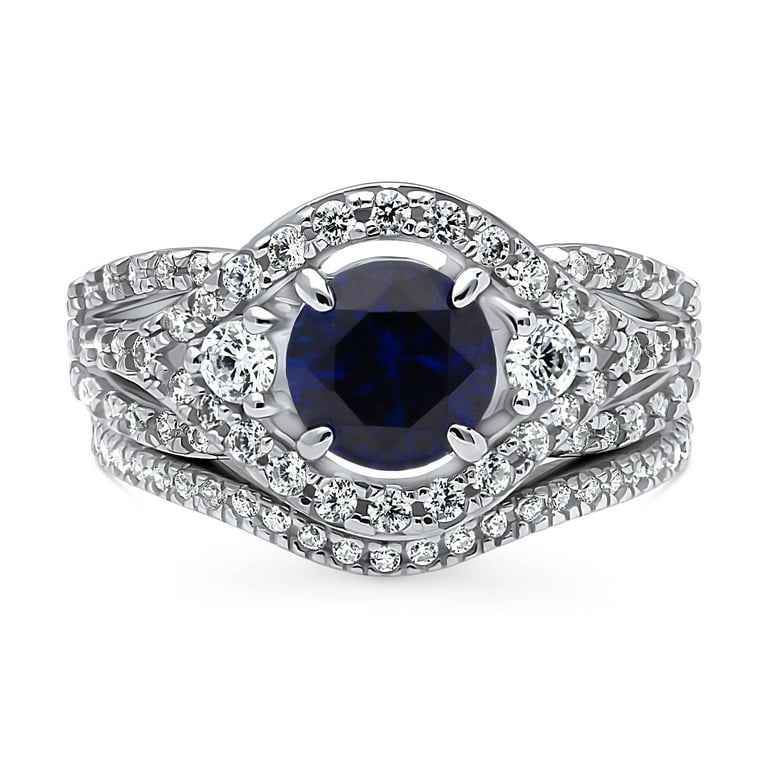 BERRICLE Sterling Silver 3 Stone Wedding Engagement Rings