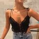 thumbnail image 3 of Verano camisetas sin mangas para las mujeres Tops sexy de de verano para mujer, correas para el pecho, chalecos con costuras de encaje hueco, cinturones interiores umbilicales expuestos, (Black, S), 3 of 6
