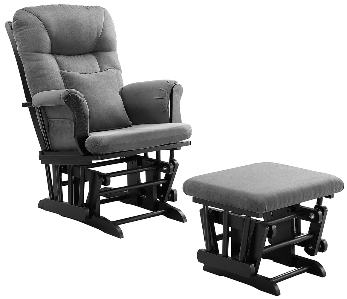 Angel Line Monterey II Glider and Ottoman Espresso Finish with Gray Cushions Walmart