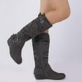 thumbnail image 5 of Dream Pairs Womens Wide-Calf Knee High Low Hidden Wedge Slouch Buckle Boots Ura Grey/Suede Size 7.5, 5 of 5