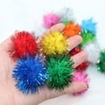 thumbnail image 2 of 1.18 100 Pack Inches Large Pom Pom Cat Toy Assorted Color Sparkle Balls My Cat's All Time Toy, 2 of 8