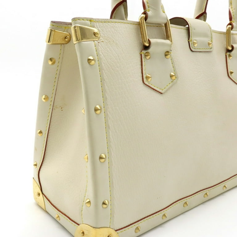 Authenticated Used LOUIS VUITTON Louis Vuitton Sukhari Fabulous Tote Bag Handbag  Studded Leather Bron Cream Yellow M91815 