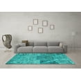 thumbnail image 3 of Ahgly Company Machine Washable Indoor Square Patchwork Turquoise Blue Transitional Area Rugs, 8' Square, 3 of 4