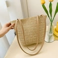 thumbnail image 3 of Spencer Straw Tote Bag for Women Shoulder Purses Buckets Handbag for Summer Beach Travel Vacation (Brown), 3 of 12
