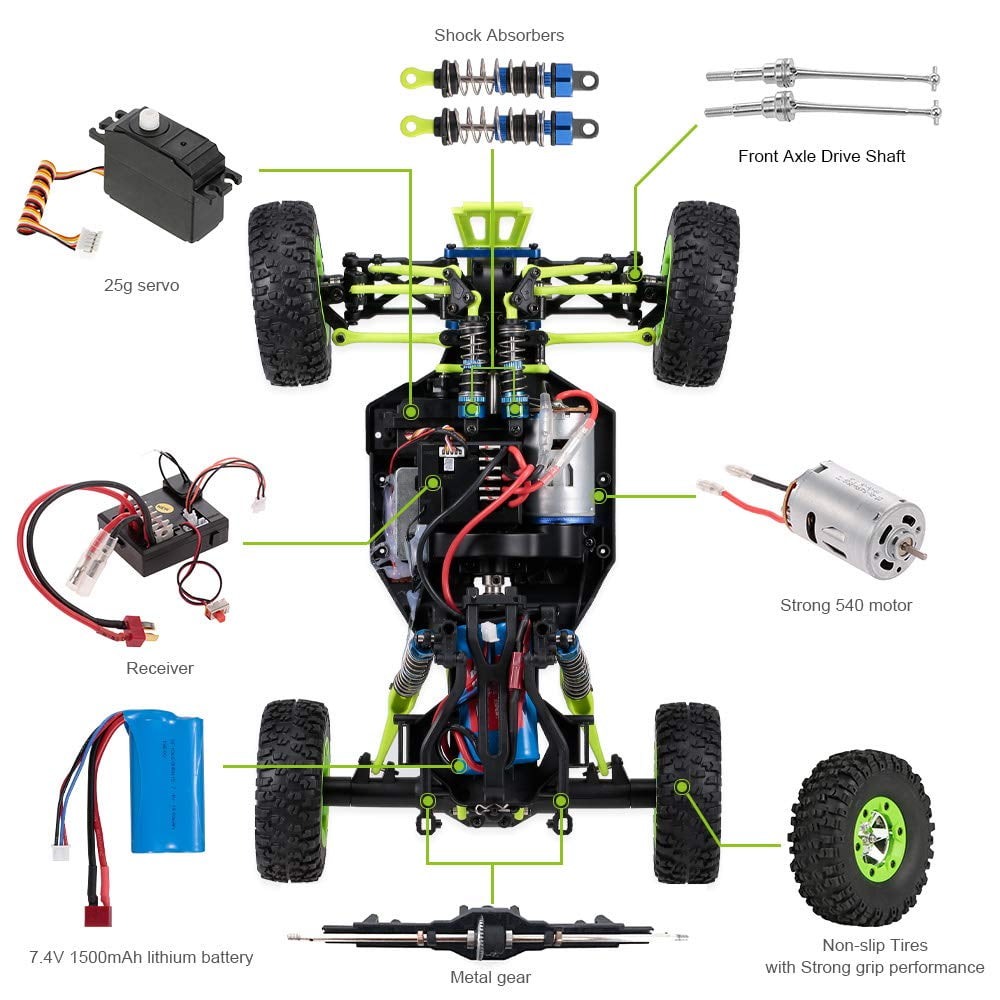 WLtoys 12427 RC Car, 1/12 Scale 4WD 50km/h High Speed RC Rock Crawler, 2.4Ghz Remote Control Off Road Truck for Adults