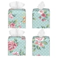 thumbnail image 2 of Uemuo Vintage Floral Tissue Box Cover Holder, Square with Bottom Belt - PVC Leather Decorative Organizer for Tabletop, Bathroom, Car, Office, 2 of 8
