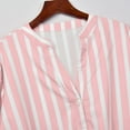 thumbnail image 3 of Tmtolofot Colorful Striped Shirts For Women 3/4 Sleeves Front Tie Tunic Blouse Female Stripes Modern Style Top Women's Casual V-Neck Tops Lightweight Comfy Pull-On Shirts,1_Pink,XX-Large, 3 of 7