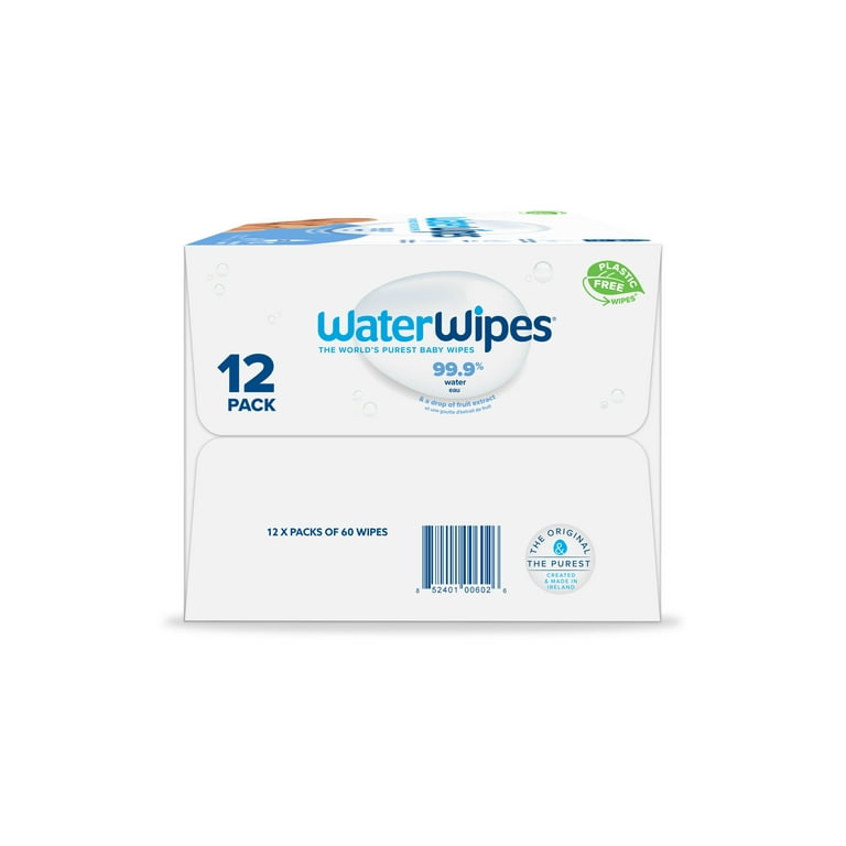 WaterWipes Plastic-Free Textured Clean, Toddler & Baby Wipes, 99.9% Water  Based Wipes, Unscented & Hypoallergenic for Sensitive Skin, 720 Count (12