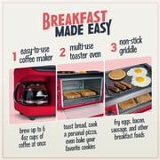 Nostalgia Retro 3-in-1 Breakfast Station with Coffeemaker, Griddle, and Toaster Oven, Retro Red