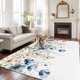 thumbnail image 3 of Blue Spring Floral Large Area Rugs for Bedroom Living Room, Soft Non Slip Carpet Bedside Rug, Weeping Botanical Orange Summer Rectangular Floor Cover Kitchen Accent Rug 5'x7' for Dining Room/Office, 3 of 9
