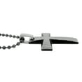 thumbnail image 4 of BIG Jewelry Co Steel Men's Hammered Black Ion-plated Cross Necklace, 4 of 5