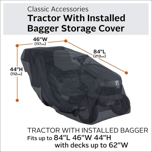 Tractor with Installed Bagger Storage Cover, X-Large