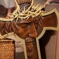 thumbnail image 4 of Crown of thorns jesus crucifixion wood cross on wall handicraft wall hanging cross christ wall art home decoration 14 inches, 4 of 5