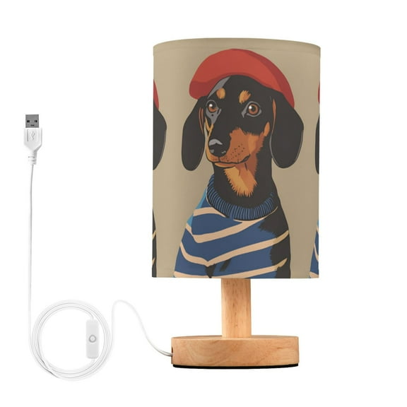 Yayeee Table Lamp for Bedroom Nightstand LED Portable Bedside Warm Light, Dog Artist