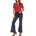 thumbnail image 2 of INSPIRAR CHIC Blusas de V Cuello para Mujeres Elegante Casual Estampado de Cereza con Solapa Notch Verano Manga Corta XS Rojo, 2 of 6