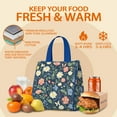 thumbnail image 5 of Pioneer Flower Floral Print Pattern Insulated Lunch Bag for Women & Adults,Large Portable Soft Cooler Lunch Bag,Thermal Food Storage Tote with Pearl Cotton,8.66L,8.75x5.75x9.5 Inch, 5 of 6