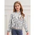 thumbnail image 5 of Rswnyirn Kids Girls Sequin Bomber Jacket Sparkle Long Sleeve Zipper Party Jacket Outwear Coat Silver 6, 5 of 7
