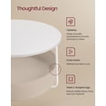 thumbnail image 3 of VASAGLE Table Basse avec Rangement, Table Centrale Ronde pour Salon avec Panier en Tissu, Style Moderne, Cadre en Métal, Blanc Mat et Brun Chameau, 3 of 6