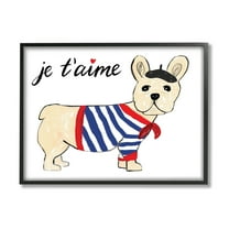 Stupell Industries Je T'aime French Dog Wearing Beret Drawing , 14 x 11, Design by Heather Strianese
