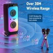 JYX Party Speaker, 80W Powerful Large Bluetooth Speaker with 2 Mics, Deep Bass Stereo PA System with Remote Control