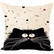 thumbnail image 2 of Juego de 4 Fundas de Almohada ZHAOCHENG de Algodón y Lino con Estampado de Gato Blanco y Negro 45 x 45 cm, 2 of 5