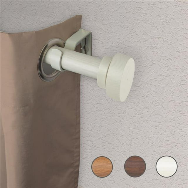 Central Design W100-37-66W1 Tringle à Rideaux en Faux Bois avec Housse de 1 Po et Rallonge de 66 à 120 Po, Blanc Perle