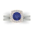 thumbnail image 2 of Clara Pucci 14K White/Rose Gold 1.495 Simulated Tanzanite Engraveable Engagement Ring + Wedding Band Set, 2 of 7