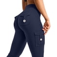 thumbnail image 6 of Lumtrix Women Workout Flare Leggings with Pockets Yoga Pants High Waisted Tummy Control Cargo Leggings Navy L, 6 of 6