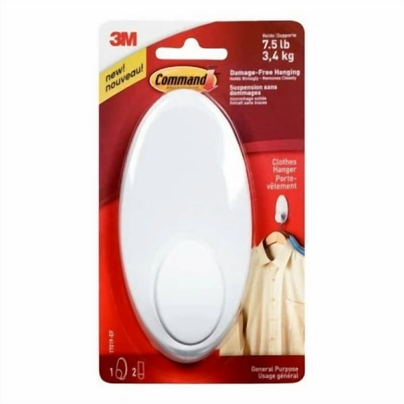 Command Clothes Hanger Hook, White 17019-Es
