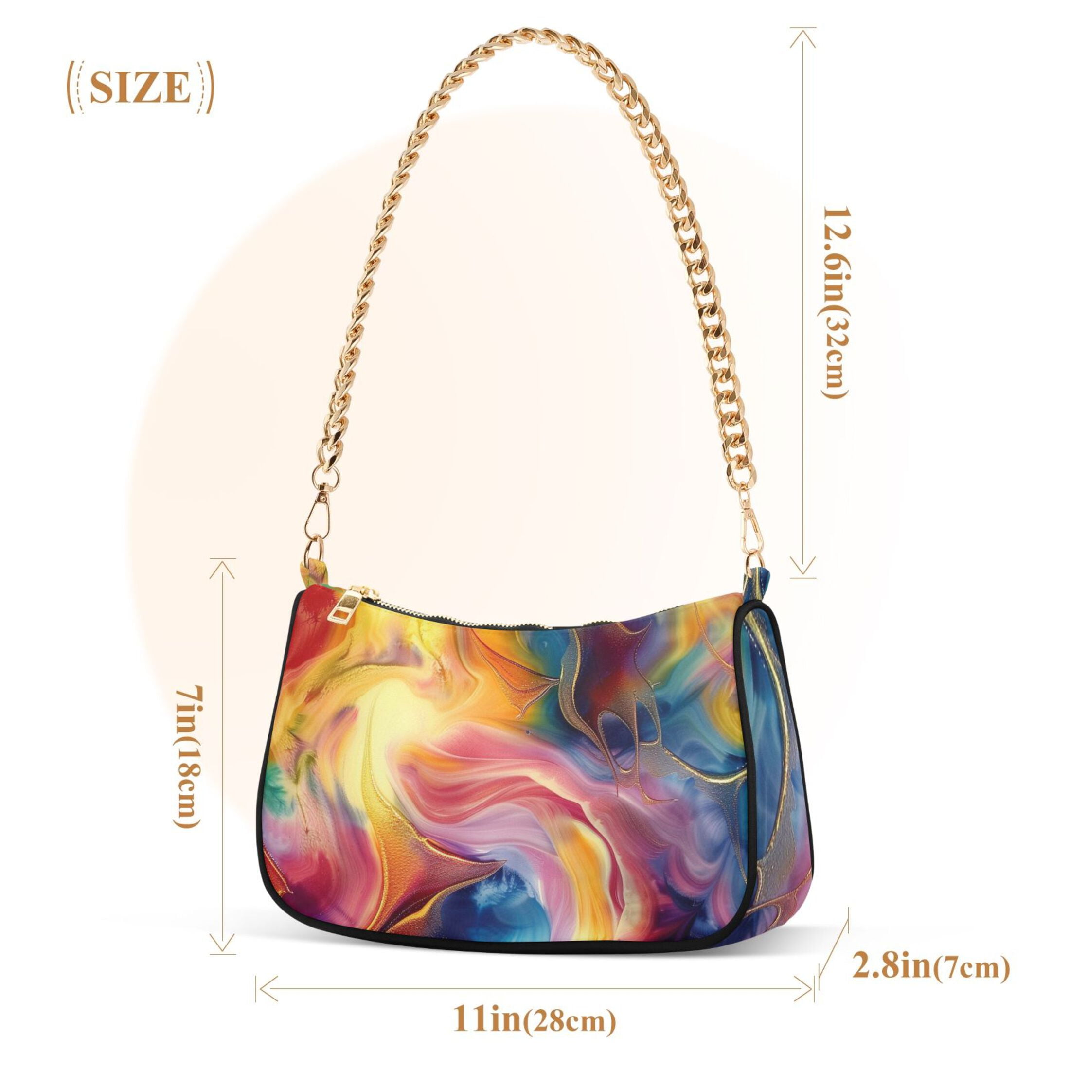 Ryvnso Tie Dye Liquid Womens Chain Shoulder Bag Tote Handbags Clutch Hobo Purse with Zipper for Travel