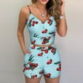 thumbnail image 2 of Ichuanyi Womens Shirts , Fashion Women Printed Sleeveless Camis V-Neck Blouse+Shorts Hot Pants Set, 2 of 9