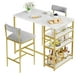 thumbnail image 1 of Yeshouse juego de mesa de comedor para 2 personas con 3 estantes de almacenamiento, incluye 2 taburetes tapizados, diseño de altura de mostrador, ideal para cocina o espacios pequeños, 1 of 8