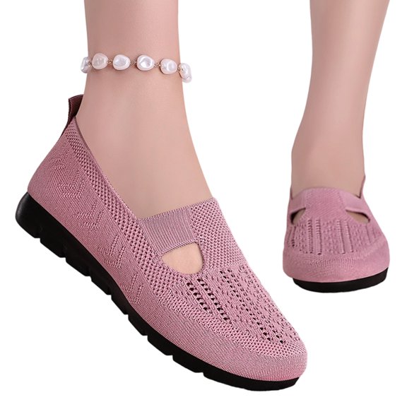 Knit Flats for Women Round Toe Casual Flat Shoes Lightweight Walking Office Mary Jane Shoes Breathable Loafers Soft Sole Flat Shoes