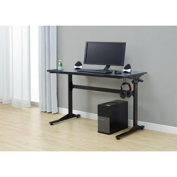 Hometrends 47”L Black T-shaped Frame Gaming Table Economic Gaming Desk