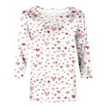 thumbnail image 4 of Clearance Valentine's Day 3/4 Sleeve Round Neck Shirts Women Casual Cute Heart Print Tee Plus Size Pullover Tops (S, B White), 4 of 4