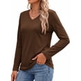 thumbnail image 4 of MOSHU 3 Pack T Shirts for Women V Neck Long Sleeve Womens T-shirts Casual Basics Tees Loose Fit Fall Tops, 4 of 11